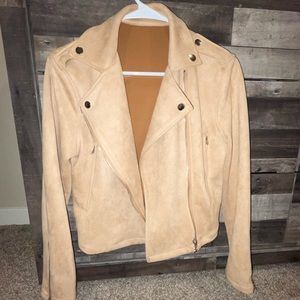 brown suede moto jacket